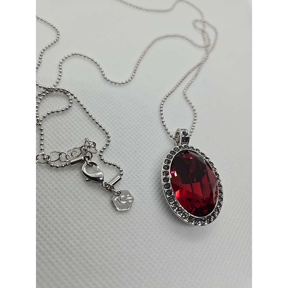 Touchstone Crystal Red Ruby Ova Pendant Necklace Swarovski 💎 Adjustable 34-36"